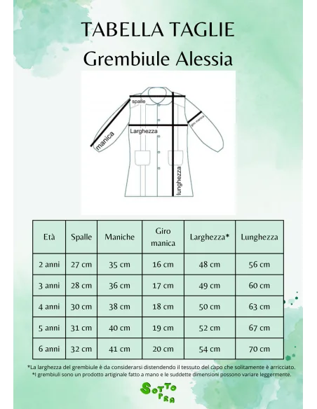 Grembiule asilo quadretti puro cotone Alessia