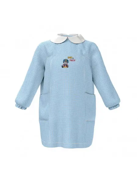 Grembiule asilo nido misto cotone Siggi azzurro bimbo